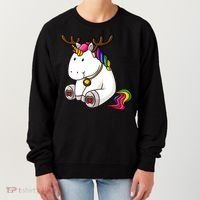 Cute Christmas Comic Reindeer Unicorn Women's Sweatshirt thumb 0