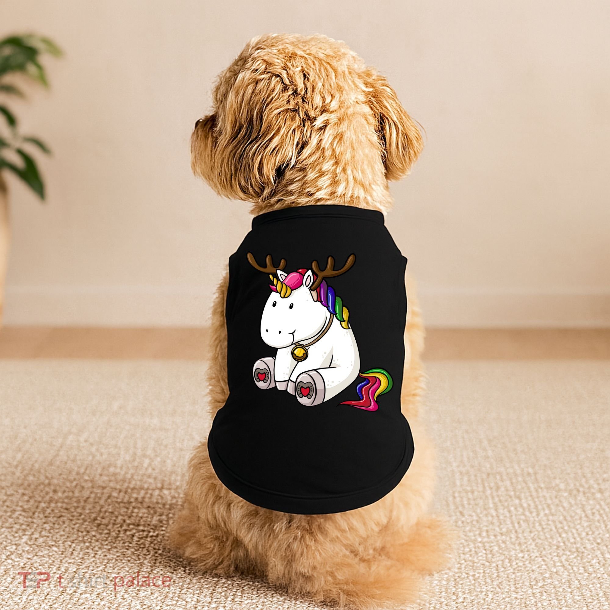 Cute Christmas Comic Reindeer Unicorn Doggie Tank