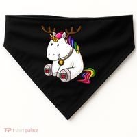 Cute Christmas Comic Reindeer Unicorn USA-Made Doggie Bandana thumb 0