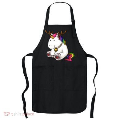 Cute Christmas Comic Reindeer Unicorn Apron