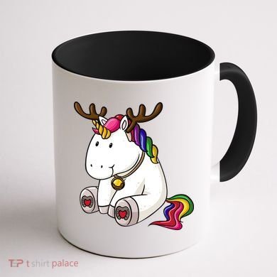 Cute Christmas Comic Reindeer Unicorn Coffee Mug back