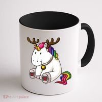 Cute Christmas Comic Reindeer Unicorn Coffee Mug thumb 1