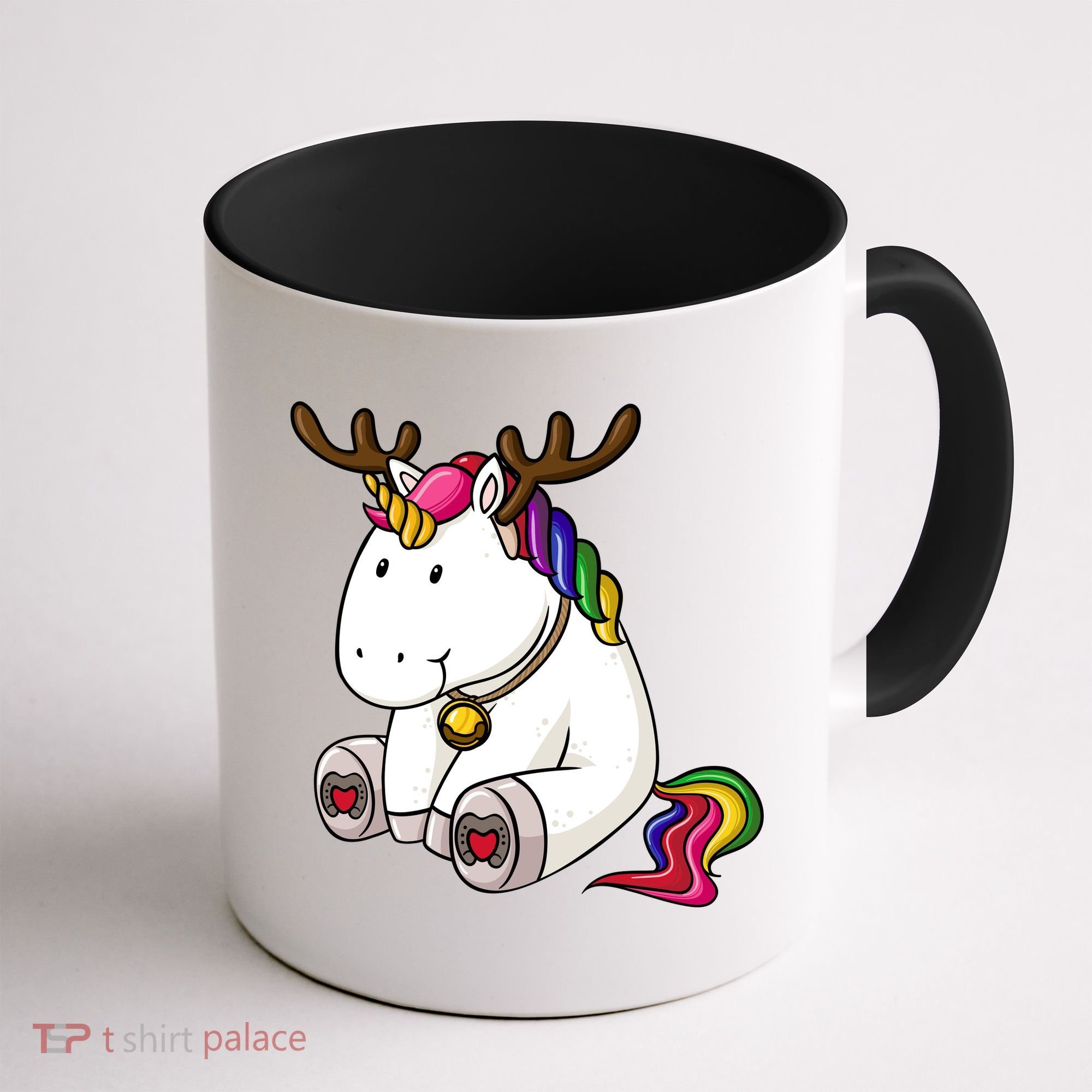 Cute Christmas Comic Reindeer Unicorn Coffee Mug