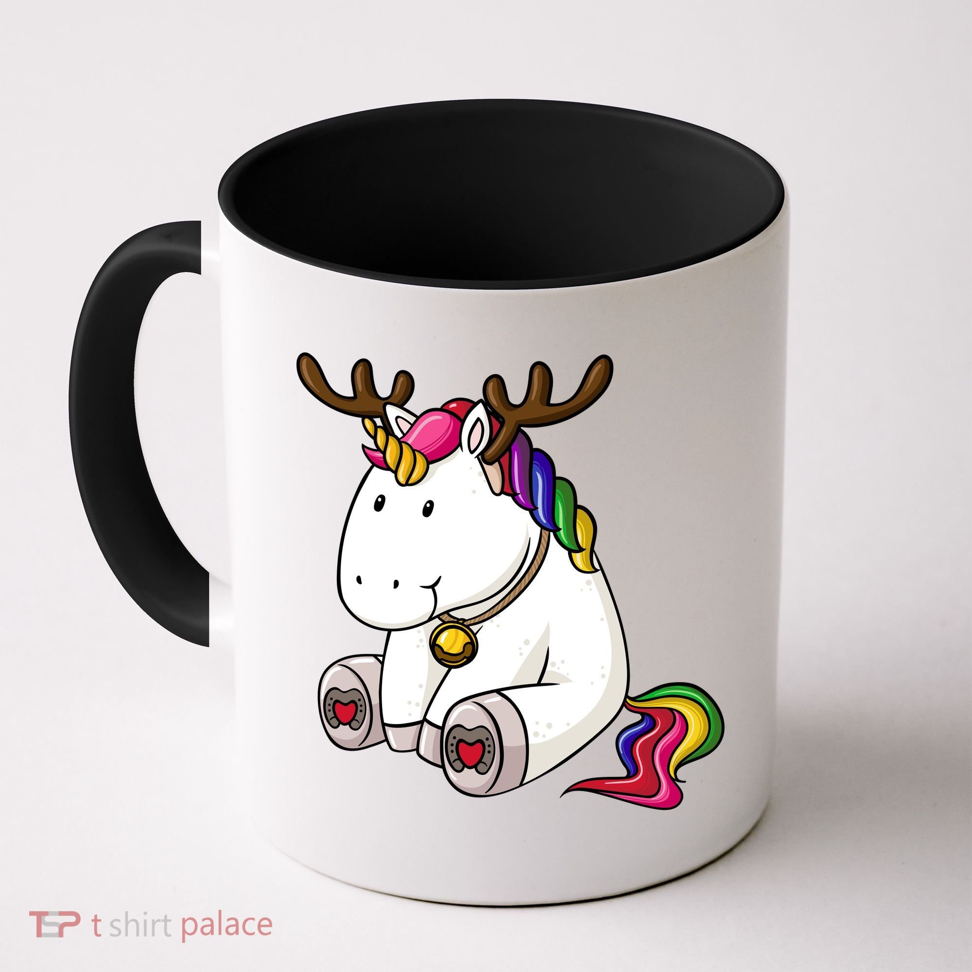 Cute Christmas Comic Reindeer Unicorn Coffee Mug
