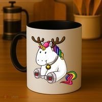 Cute Christmas Comic Reindeer Unicorn Coffee Mug thumb 4