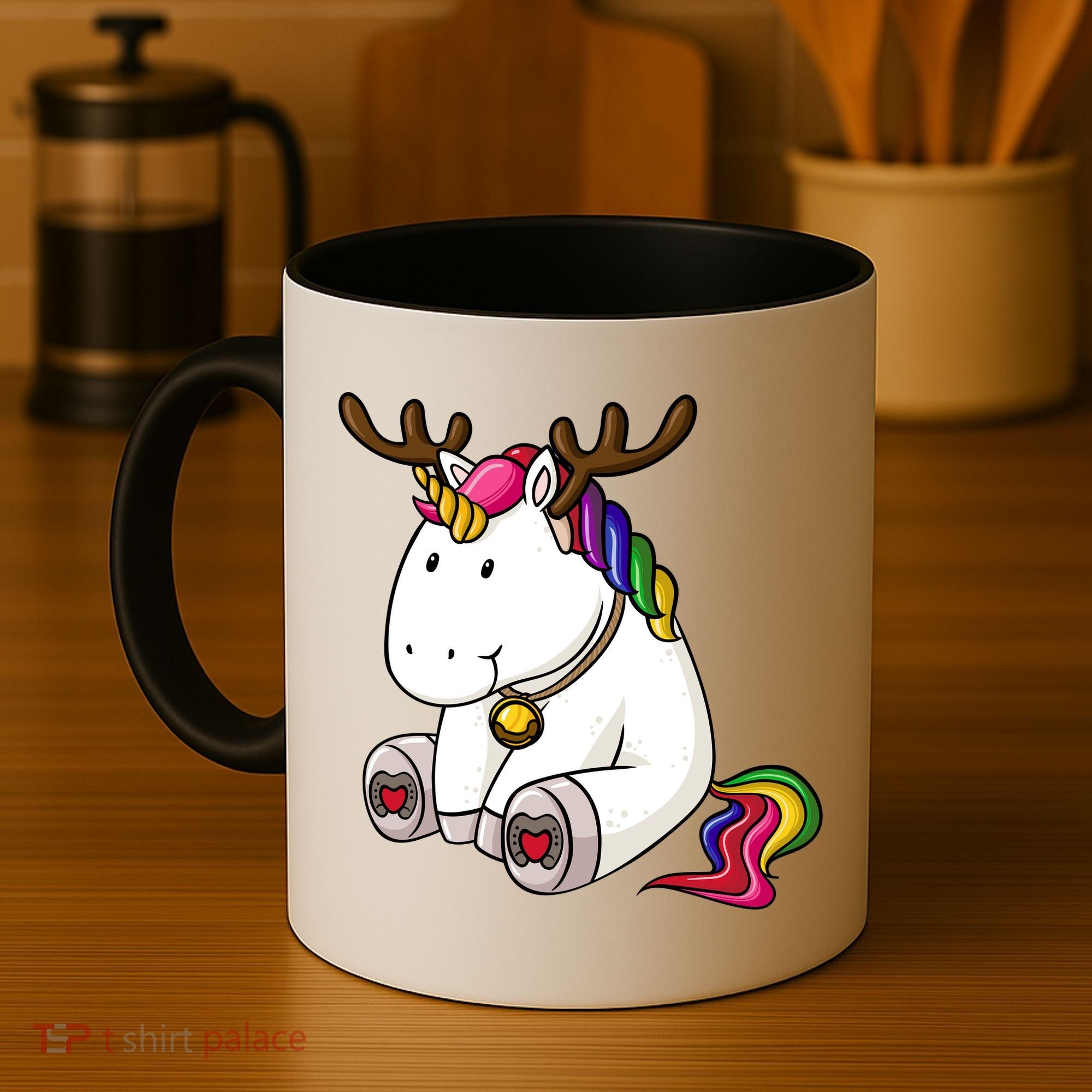 Cute Christmas Comic Reindeer Unicorn Coffee Mug