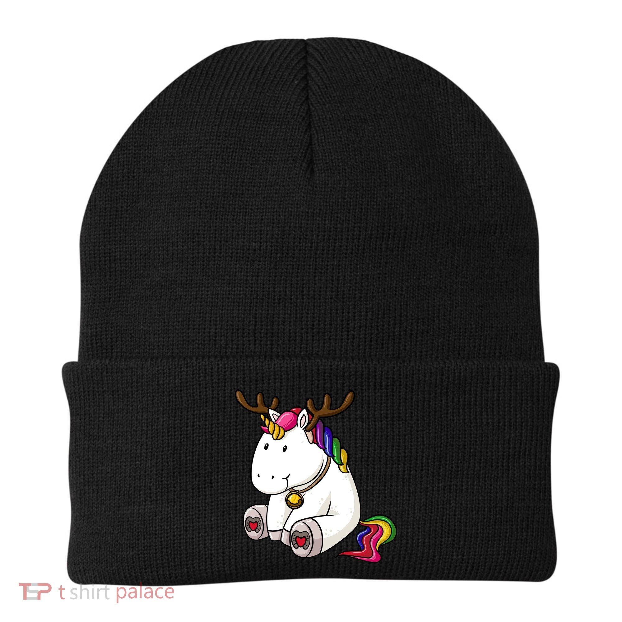Cute Christmas Comic Reindeer Unicorn Beanie