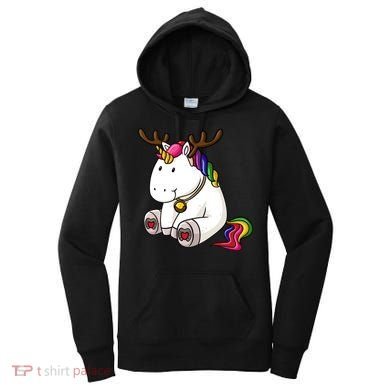Cute Christmas Comic Reindeer Unicorn Women's Hoodie