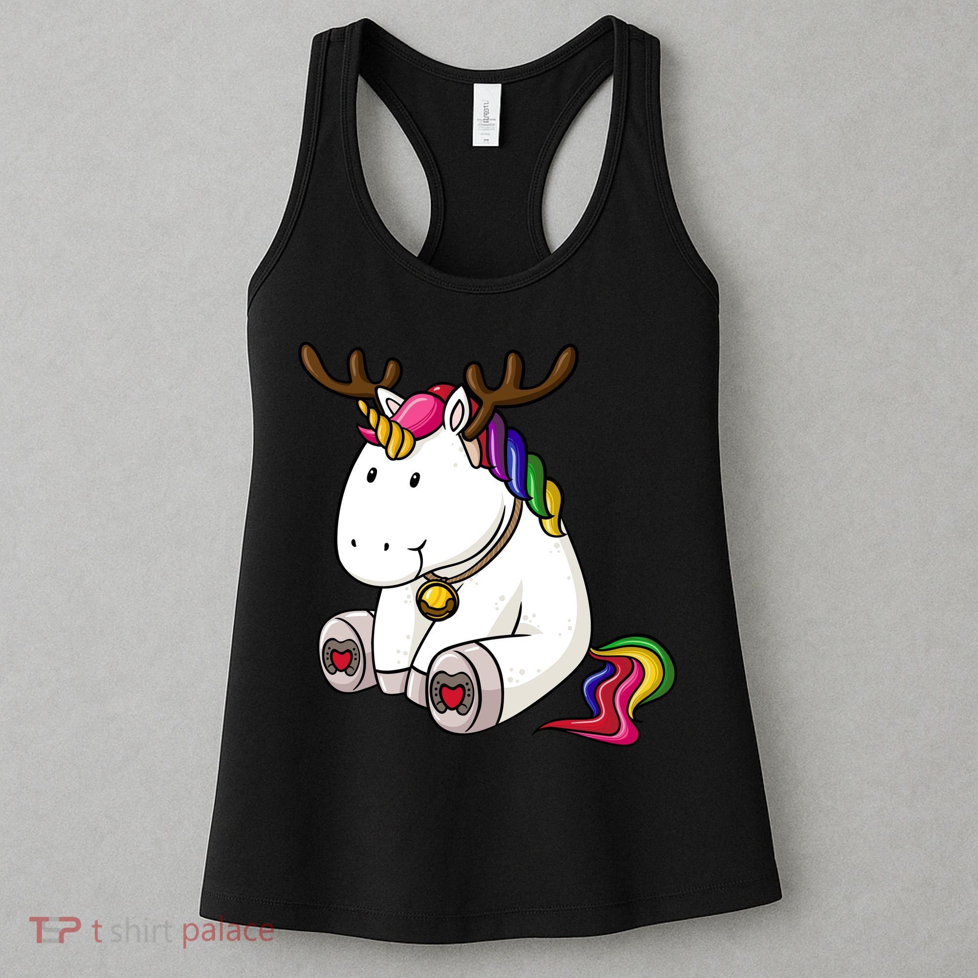 Cute Christmas Comic Reindeer Unicorn Women's Tank Top