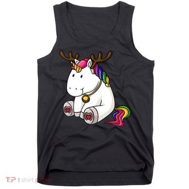 Cute Christmas Comic Reindeer Unicorn Tank Top