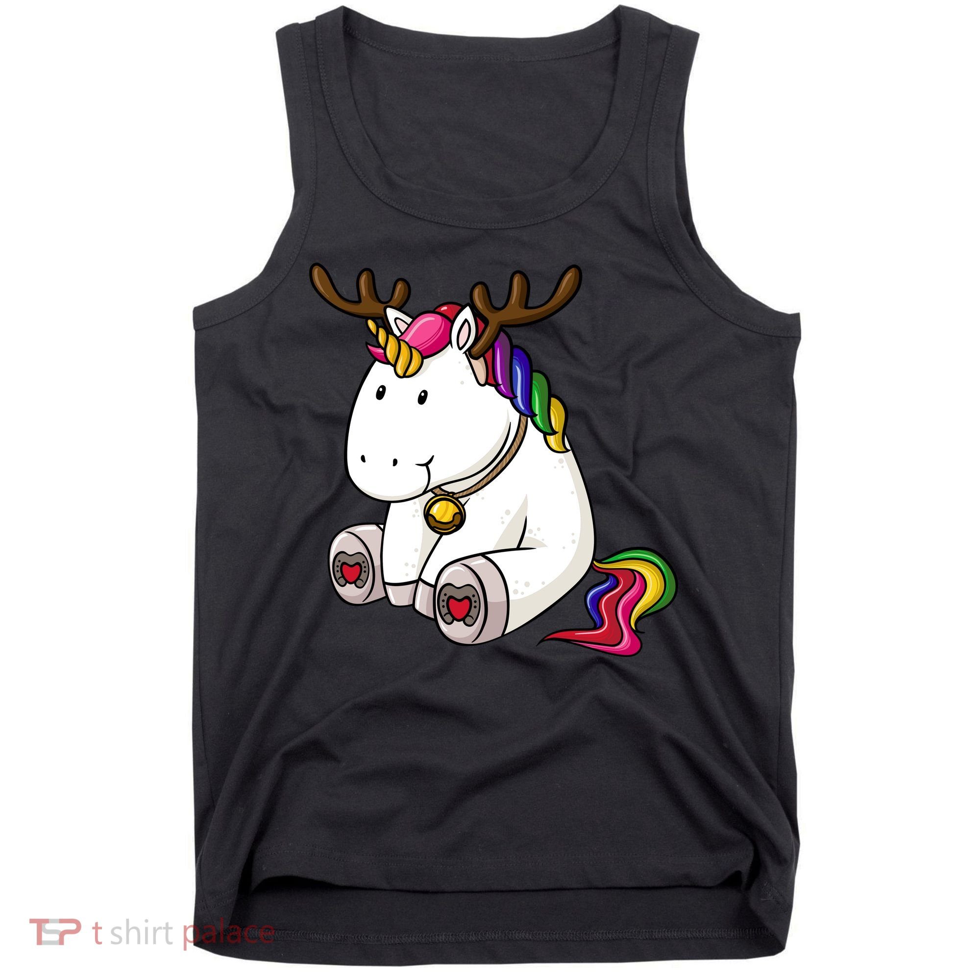 Cute Christmas Comic Reindeer Unicorn Tank Top