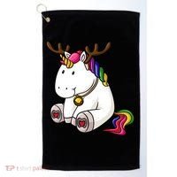 Cute Christmas Comic Reindeer Unicorn Golf Towel thumb 0