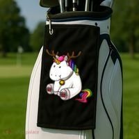 Cute Christmas Comic Reindeer Unicorn Golf Towel thumb 2