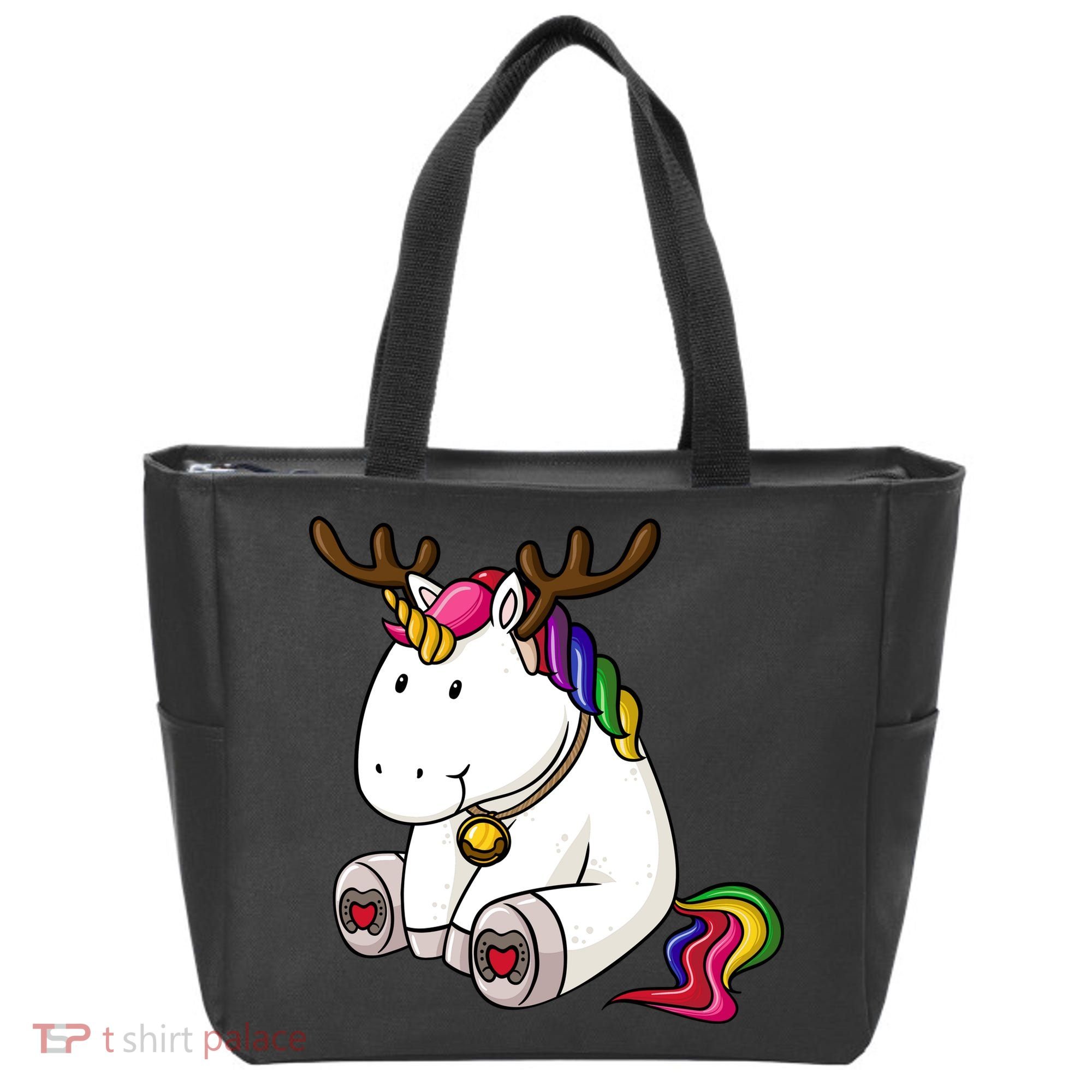 Cute Christmas Comic Reindeer Unicorn Tote Bag