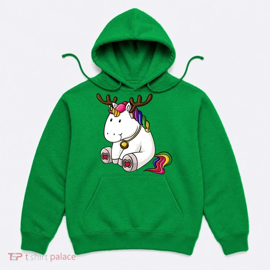 Cute Christmas Comic Reindeer Unicorn Hoodie