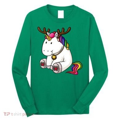 Cute Christmas Comic Reindeer Unicorn Long Sleeve Shirt