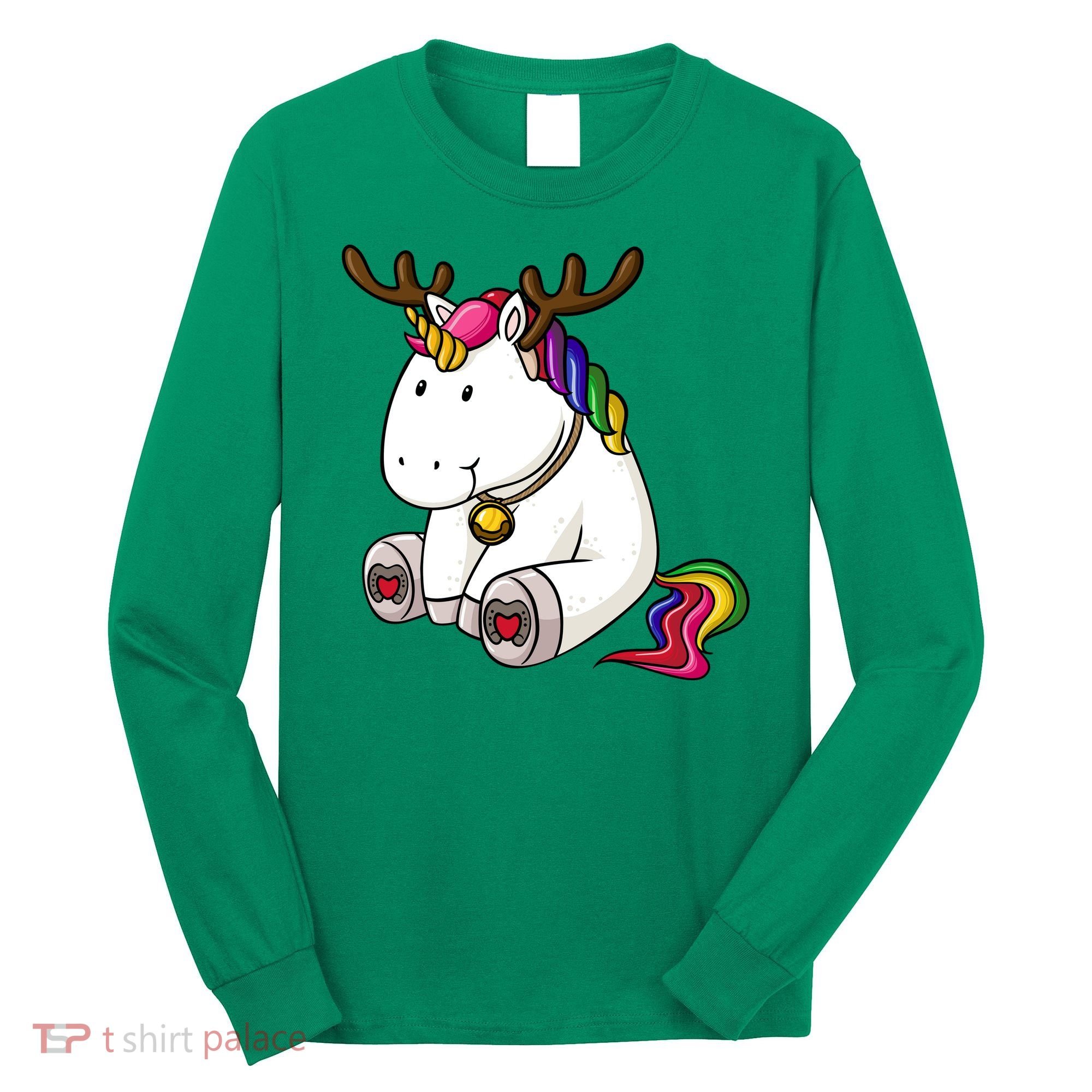 Cute Christmas Comic Reindeer Unicorn Long Sleeve Shirt