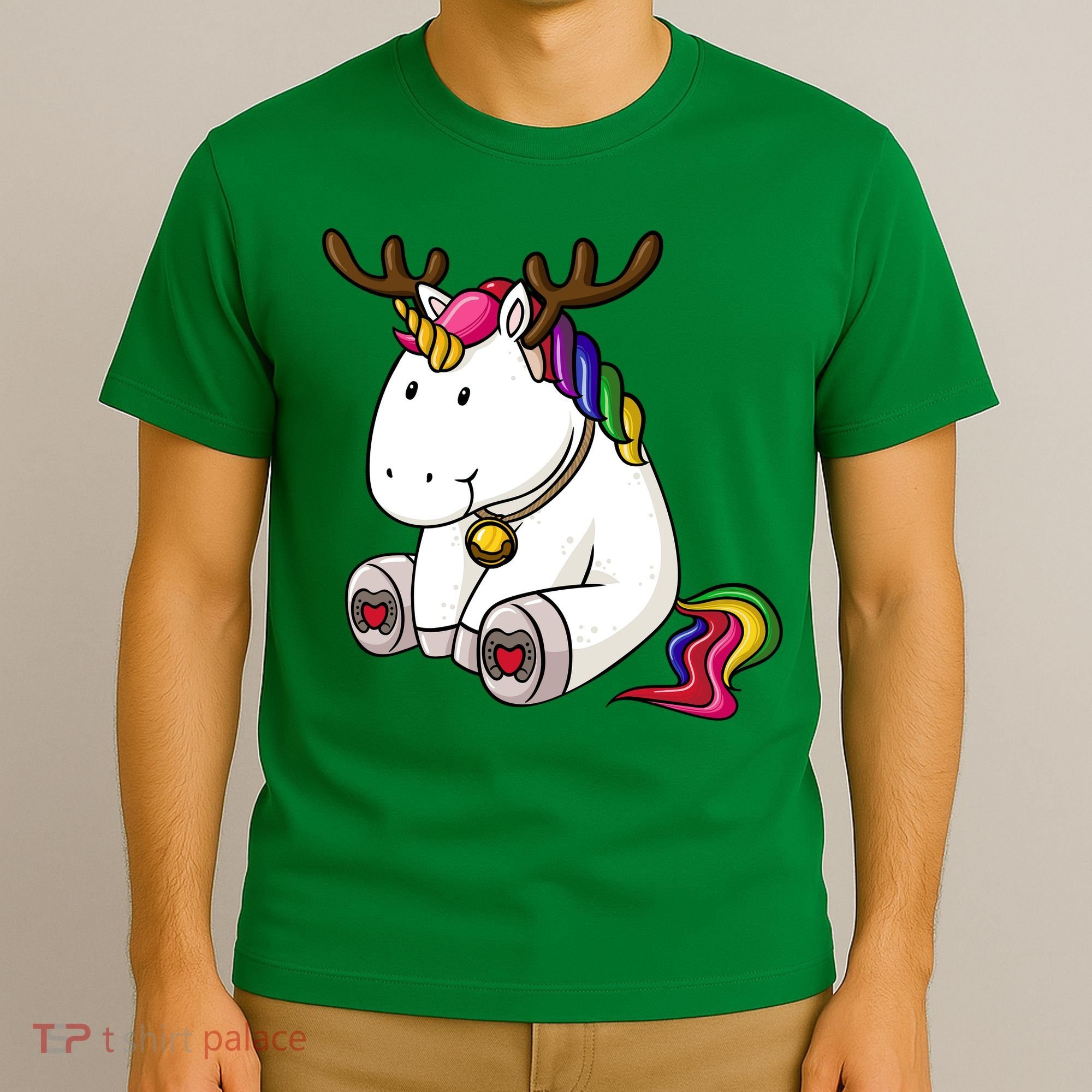 Cute Christmas Comic Reindeer Unicorn T-Shirt
