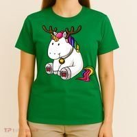 Cute Christmas Comic Reindeer Unicorn T-Shirt thumb 4