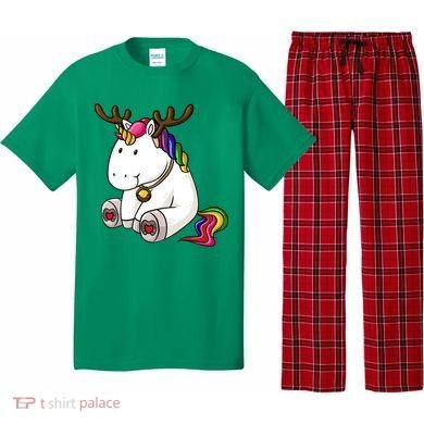 Cute Christmas Comic Reindeer Unicorn Pajama Set