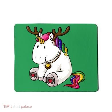 Cute Christmas Comic Reindeer Unicorn Mousepad
