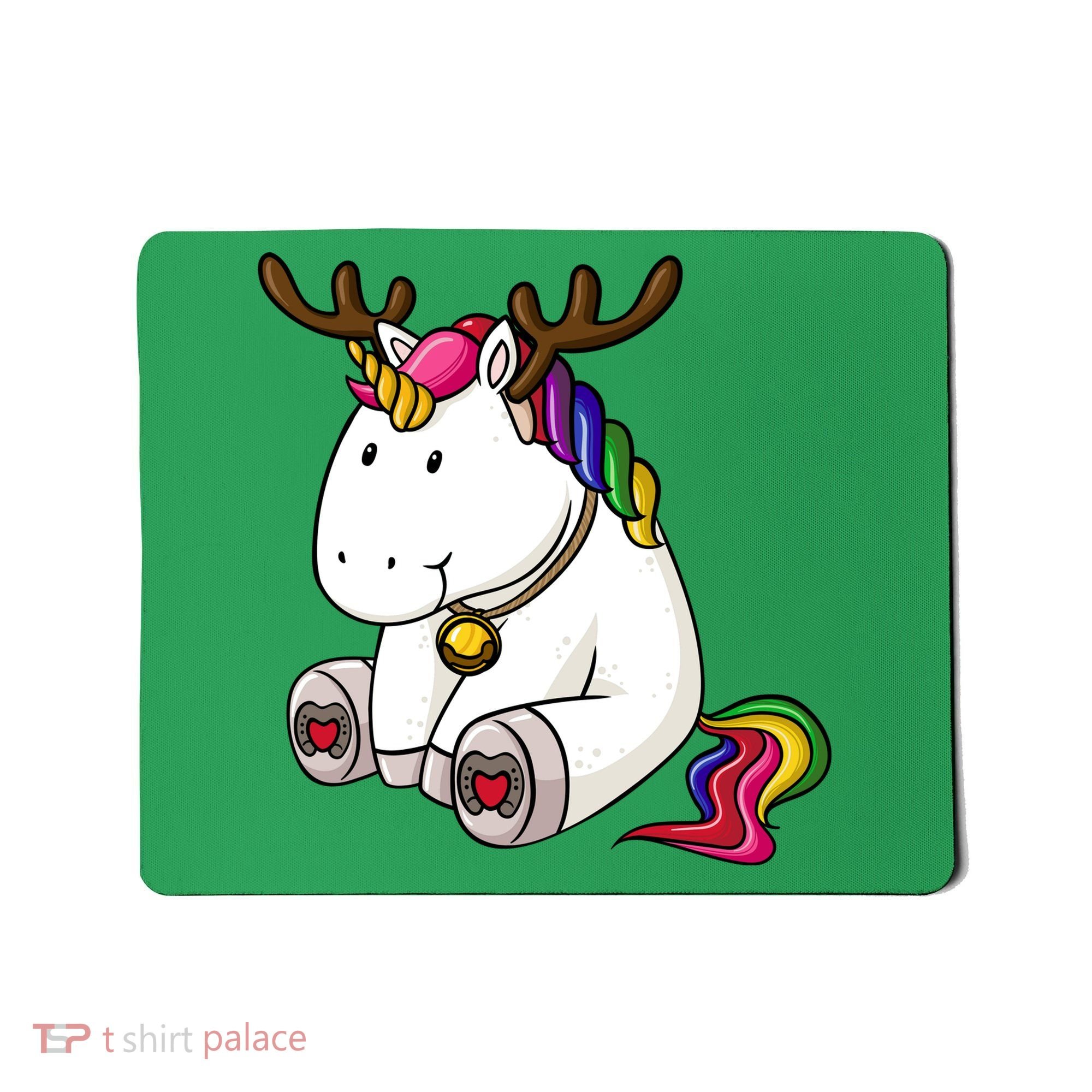 Cute Christmas Comic Reindeer Unicorn Mousepad