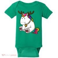 Cute Christmas Comic Reindeer Unicorn Baby Bodysuit thumb 0