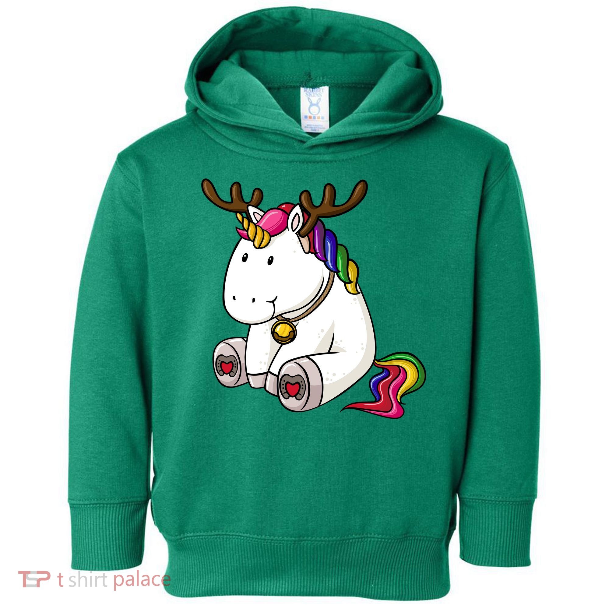 Cute Christmas Comic Reindeer Unicorn Toddler Hoodie