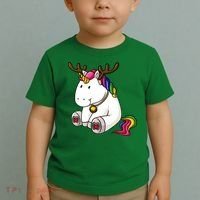 Cute Christmas Comic Reindeer Unicorn Toddler T-Shirt thumb 2