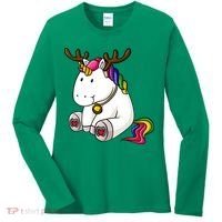 Cute Christmas Comic Reindeer Unicorn Women's Long Sleeve Shirt thumb 0