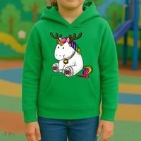 Cute Christmas Comic Reindeer Unicorn Kids Hoodie thumb 3