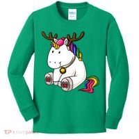 Cute Christmas Comic Reindeer Unicorn Kids Long Sleeve Shirt thumb 0