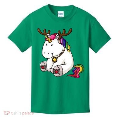 Cute Christmas Comic Reindeer Unicorn Kids T-Shirt