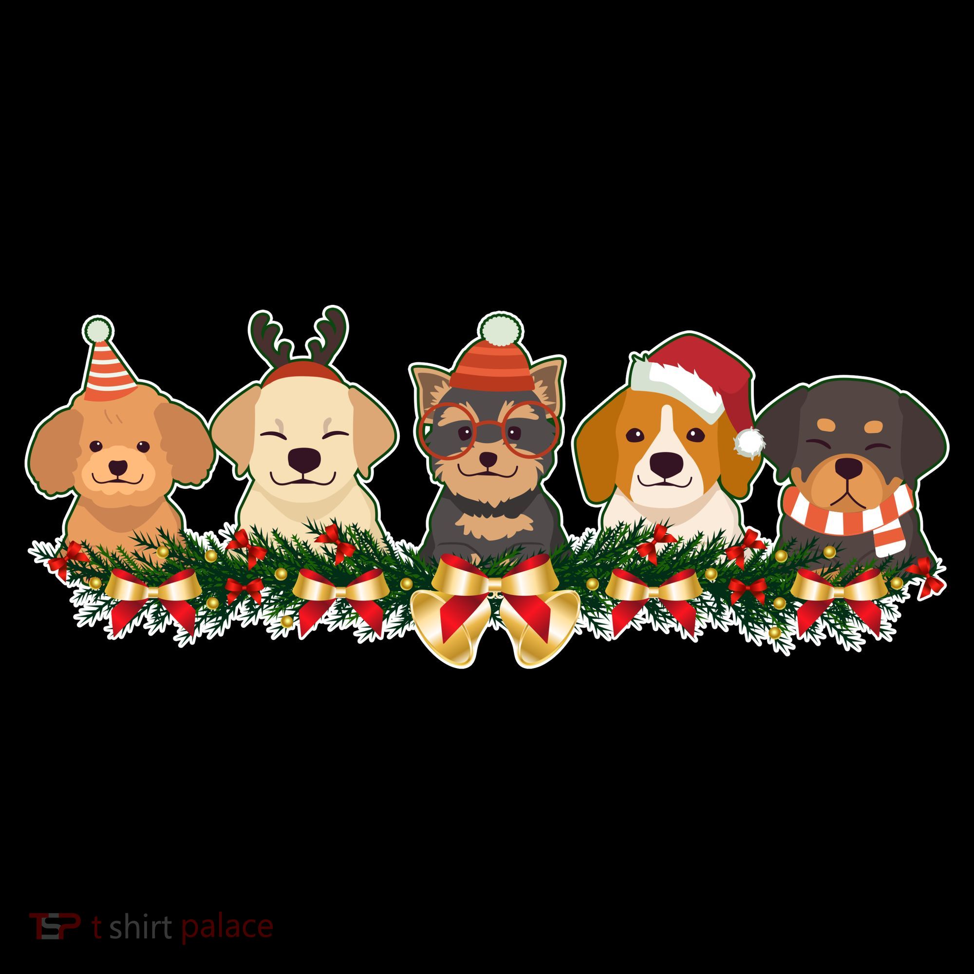Cute Christmas Dogs Puppies Holly Garland  Coffee Mug