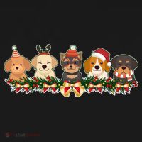 Cute Christmas Dogs Puppies Holly Garland  Women's Hoodie thumb 2