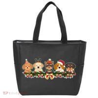 Cute Christmas Dogs Puppies Holly Garland  Tote Bag thumb 0
