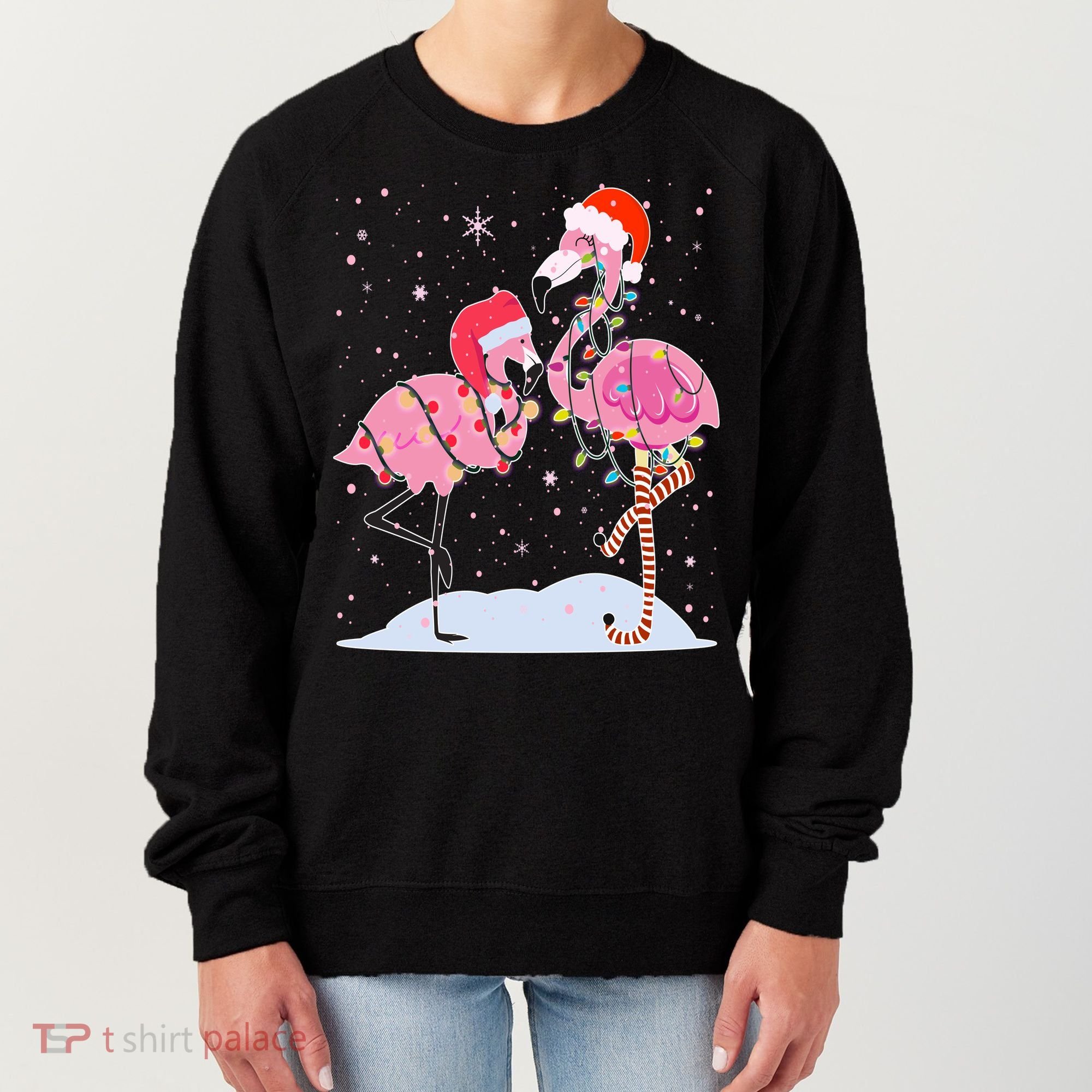 Cute Christmas Festive Flamingos Women's Sweatshirt