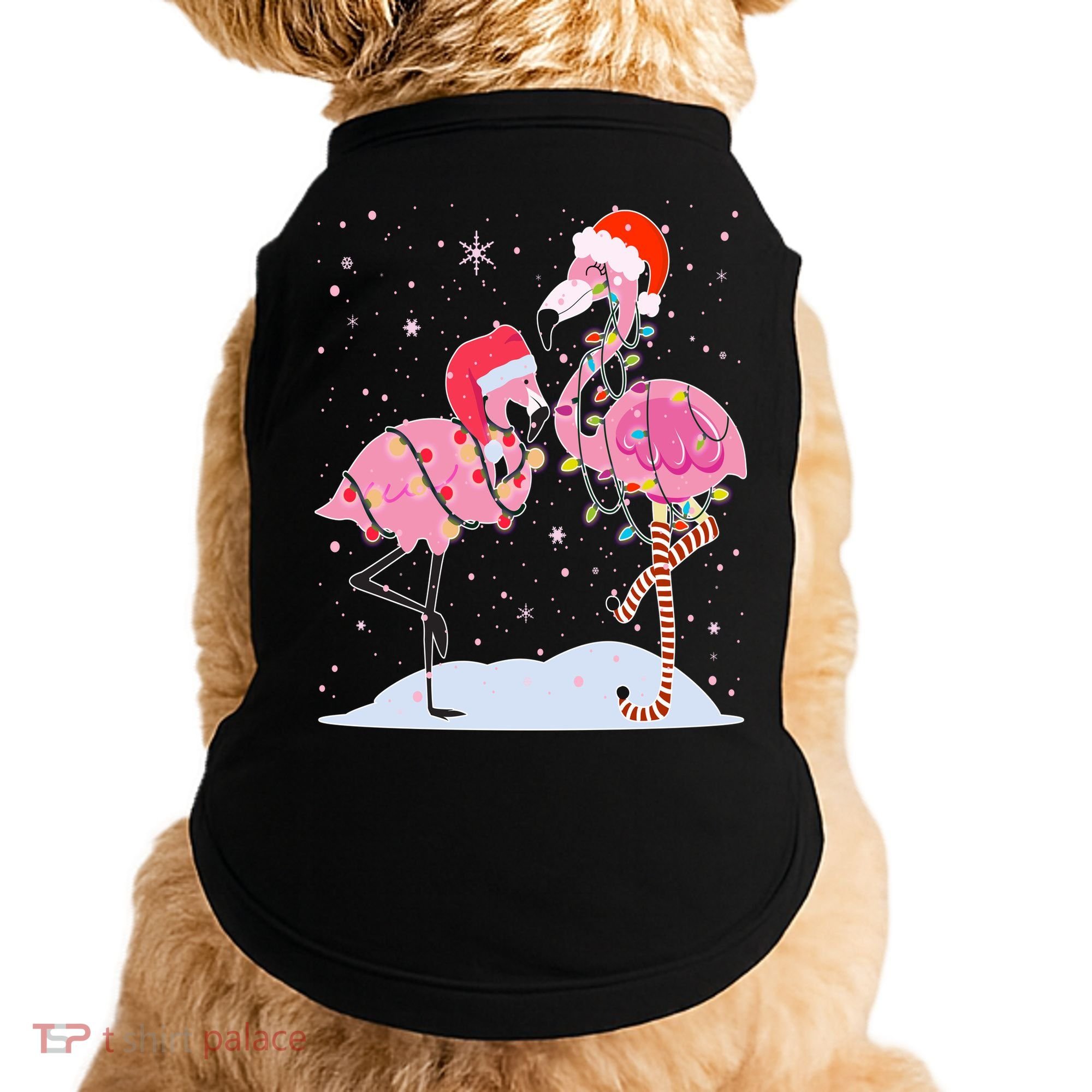 Cute Christmas Festive Flamingos Doggie Tank