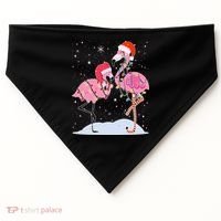 Cute Christmas Festive Flamingos USA-Made Doggie Bandana thumb 0