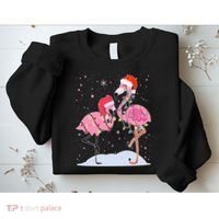 Cute Christmas Festive Flamingos Sweatshirt thumb 2