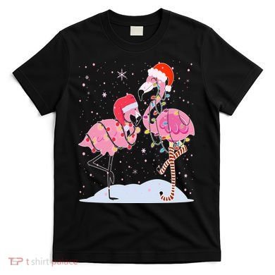 Cute Christmas Festive Flamingos T-Shirt