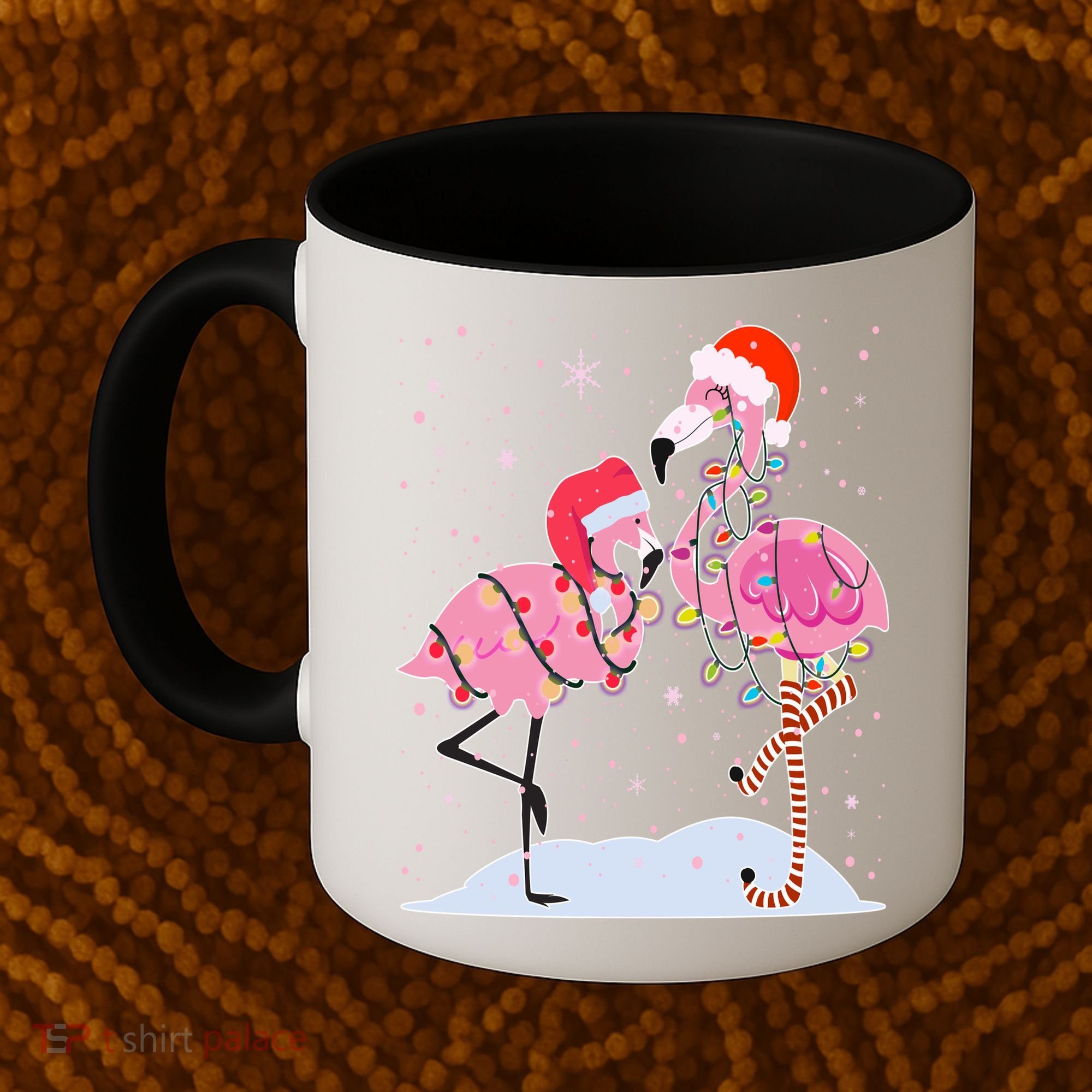 Cute Christmas Festive Flamingos Coffee Mug