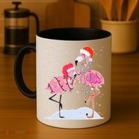 Cute Christmas Festive Flamingos Coffee Mug thumb 4