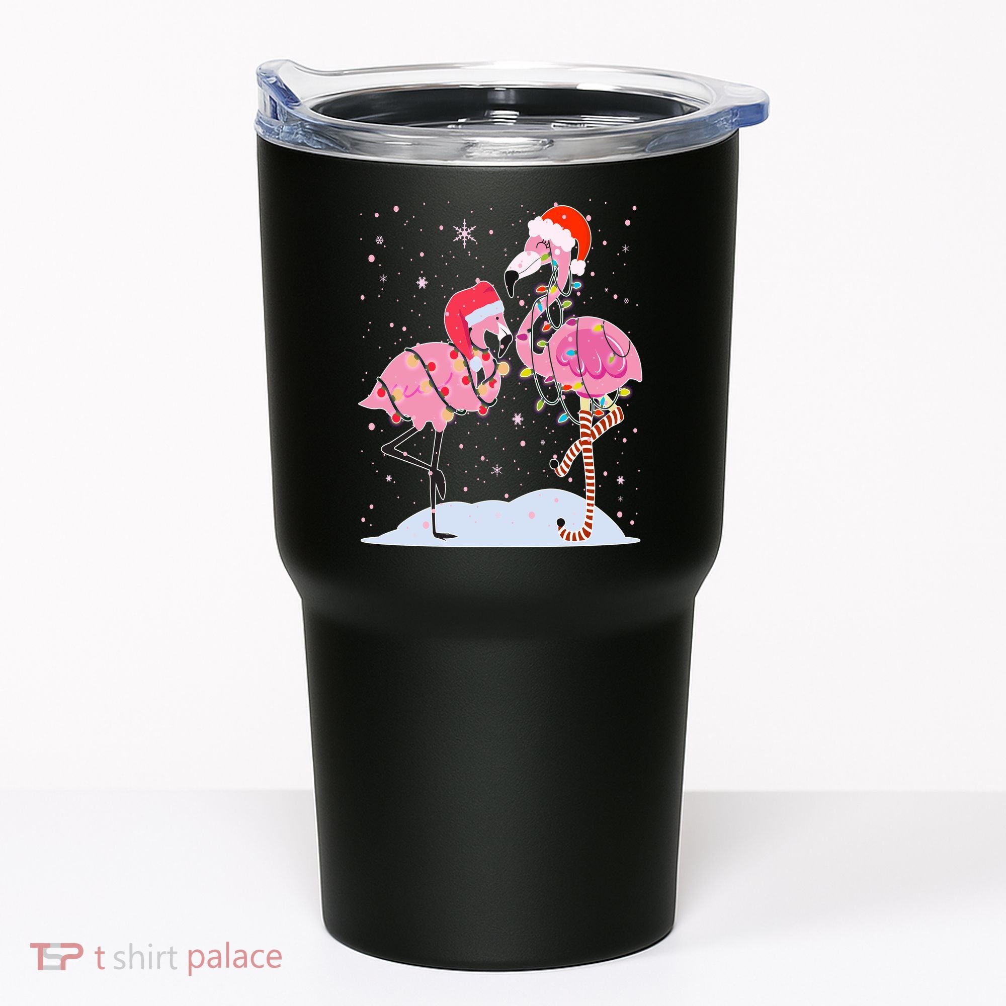 Cute Christmas Festive Flamingos Tumbler