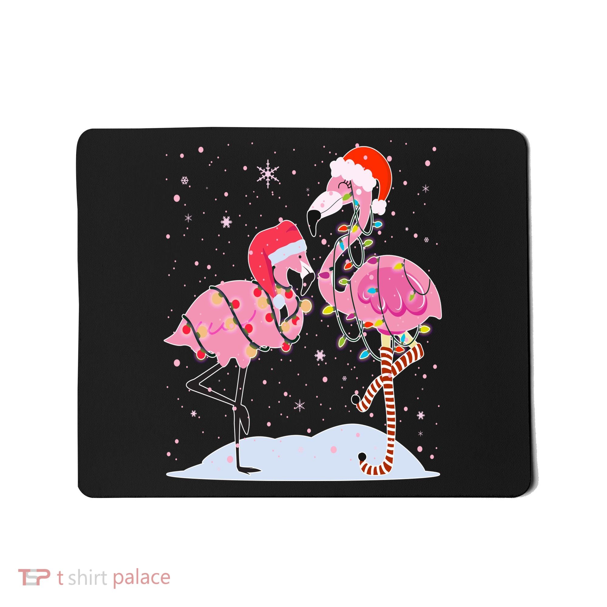 Cute Christmas Festive Flamingos Mousepad