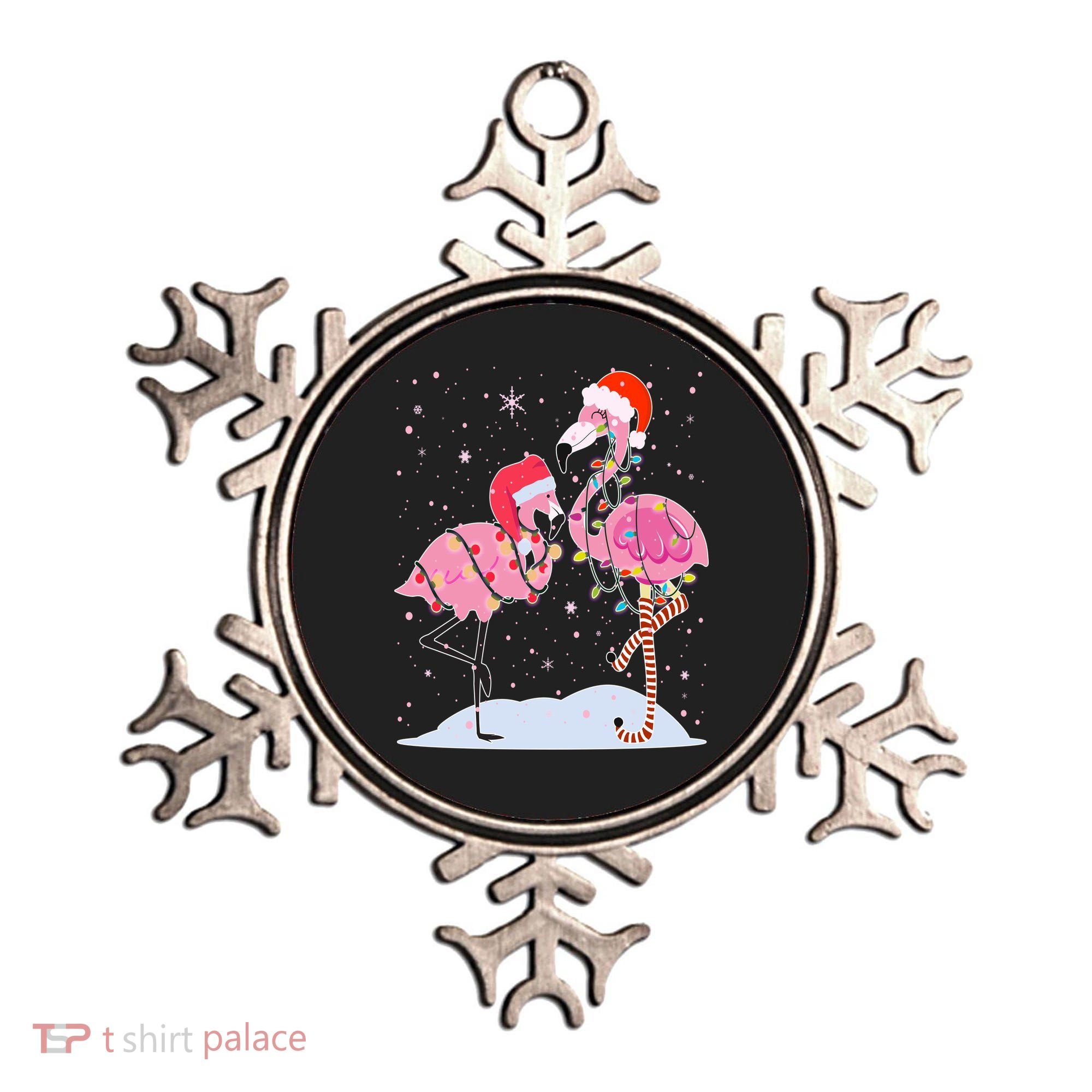 Cute Christmas Festive Flamingos Ornament