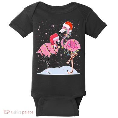 Cute Christmas Festive Flamingos Baby Bodysuit