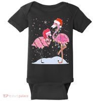 Cute Christmas Festive Flamingos Baby Bodysuit thumb 0