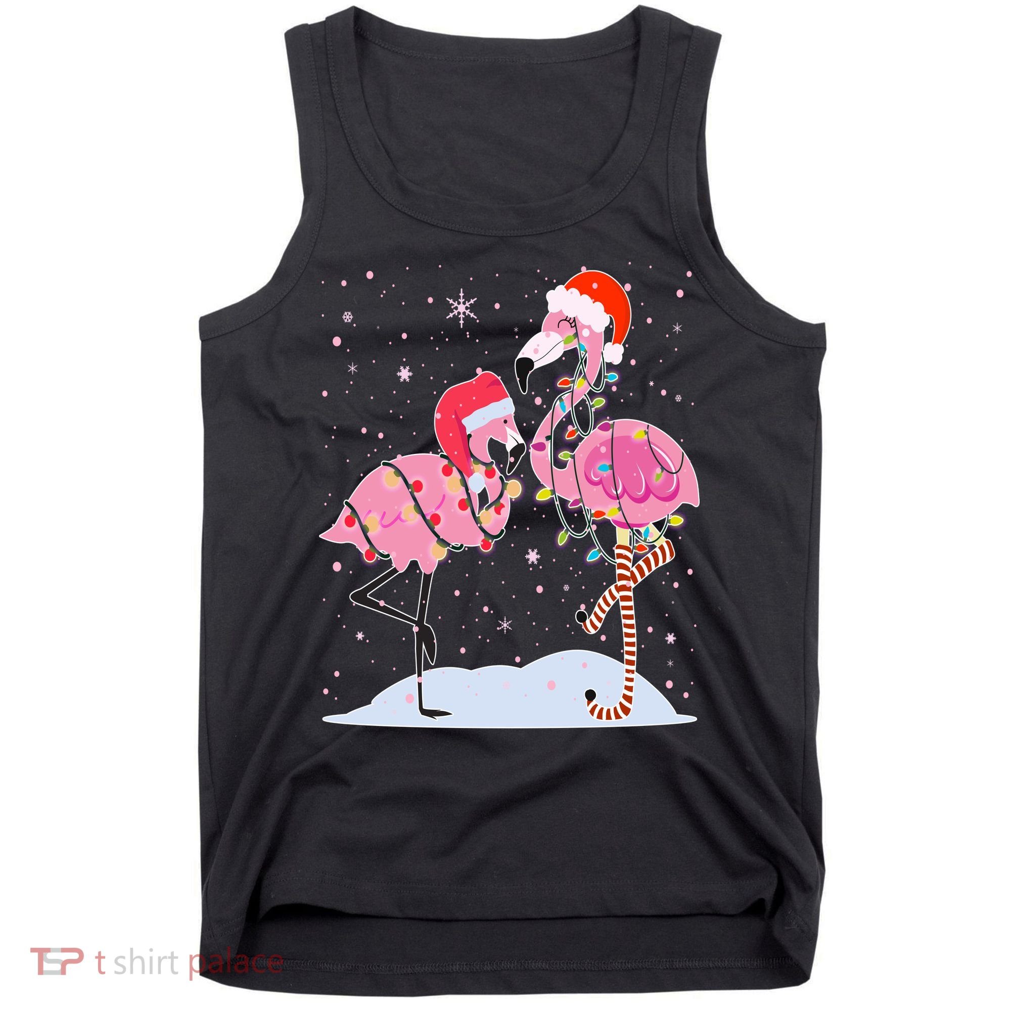 Cute Christmas Festive Flamingos Tank Top