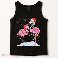 Cute Christmas Festive Flamingos Tank Top thumb 2